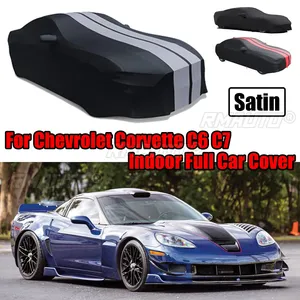 ผ้าคลุมรถแบบเต็มคันสำหรับใช้ภายในอาคาร เหมาะสำหรับ Chevrolet Corvette C6 C7 Stingray ผ้าซาติน ป้องกันรอยขีดข่วน ยืดหยุ่น กันฝุ่น กันรังสียูวี สีดำ เทา แดง - Product Image 1