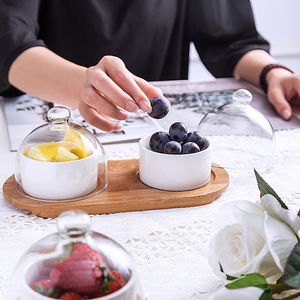 Plateau en bois pour gâteaux avec couvercle transparent, écologique, pour desserts, petit-déjeuner et <span class=keywords><strong>service</strong></span> de restaurant (vente en gros) - Product Image 5