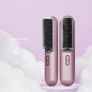 Portable Ceramic Negative Ion Straighten Hair Brush Ceramic Smoothing Fast Heated Electric Hair Straighten Comb