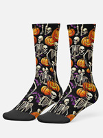 Chaussettes de sublimation d'Halloween en gros, six paires assorties, motif squelette d'automne, pour fête au bord de la piscine, fantaisie, antidérapantes, sportives, prêtes à être expédiées
