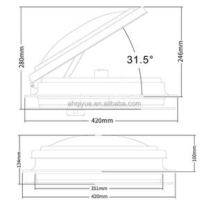 Prix abordable, hotte de ventilation de toit 12V, ventilateur de toit pour camping-car, ventilateur de toit manuel en ABS avec deux ventilateurs d'évacuation, 350x350mm - Product Image 5