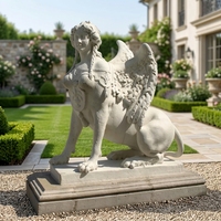 Statue en marbre blanc sculptée à la main, taille réelle, décoration extérieure pour maison, jardin, villa, parc, sculpture de Sphinx en pierre égyptienne