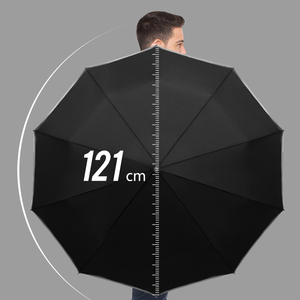 Grande taille 27 pouces 10 côtes sécurité inversée parapluies pliants inversés parapluie d'affaires automatique avec bordure réfléchissante - Product Image 5