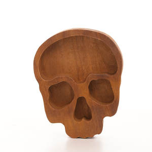 Schedel Vorm Houten Deegkom Groothandel Houten Deegkommen Voor Het Maken Van Kaars Rustieke Boerderijstijl Voor Halloween - Product Image 3