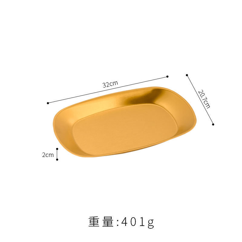 จานอาหารค่ำทรงลึกก้นแบนขนาดใหญ่ สีทอง