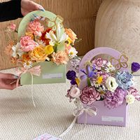 Boîte d'emballage pour fleurs fraîches Evergreenwrap pour la fête des mères, sac à fleurs portable, panier à fleurs en papier DIY, fournitures d'emballage floral