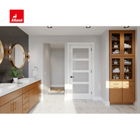 Meubles de salle de bain modernes en bois massif, panneau de porte plat et double vasque, meuble de salle de bain étanche avec miroir