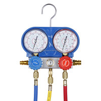 HUBEN Set Alat Pengukur Manifold AC Baru, Perlengkapan Servis Pengisian Refrigerasi HVAC 2-Arah