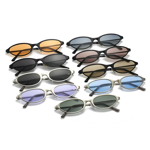 Lunettes de soleil ovales en métal tendance vintage 2025 pour hommes et femmes avec logo personnalisé, protection UV400, style punk œil de chat - Product Image 2