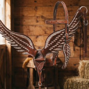 Angel Win Selle anglaise légère en cuir naturel souple, ornée de perles, design saisonnier personnalisé, pour l'équitation western - Product Image 2
