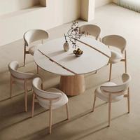 Table à manger en bois massif extensible et rétractable, table à manger ronde pliante, table à manger haut de gamme