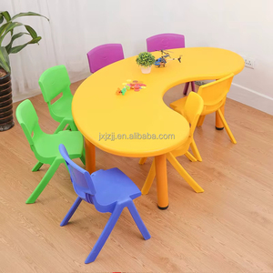 Ensemble table <span class=keywords><strong>et</strong></span> chaise d'école pour enfants en forme de lune moderne pour la maternelle <span class=keywords><strong>et</strong></span> la <span class=keywords><strong>chambre</strong></span> à coucher, meubles en plastique écologiques - Product Image 3