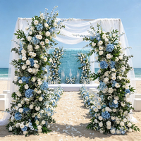 Arco de Flores Artificiales de Seda Azul y Blanca con Diseño de Cuerno de Buey, para Propuesta de Matrimonio, Compromiso, Fotografía, Decoración Floral