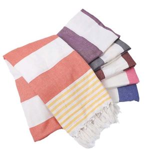 Wholesale Towels Sand-Free Pure Cotton Turkish Rectangle Stripe <b>Beach</b> Towel With Custom Logo and Tassel - Product Image 2