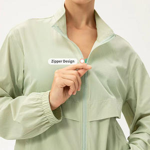 Veste de sport décontractée pour femme, coupe ample, haute qualité, coupe-vent, respirante, avec fermeture éclair et col montant, idéale pour le yoga, la course et l'entraînement - Product Image 3