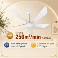 Ventilateur de plafond LED ultra-silencieux de 52 pouces avec télécommande, 9 vitesses, réversible, longue durée de vie pour une utilisation toute l'année