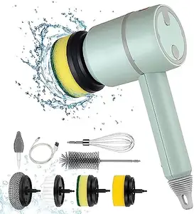 Offre Spéciale 5 pièces batterie Type brosse de nettoyage électrique Spin Scrubber brosse magique pour salle de bain gommage cuisine outil de nettoyage