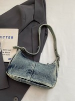 Sac bandoulière Deep Blue Weaving Peaceful Wu pour filles, style rétro américain, pour les trajets quotidiens et les voyages de courte distance, avec fermeture éclair