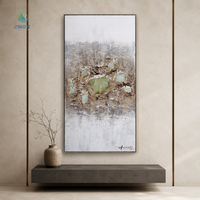 Peinture murale abstraite moderne en jade naturel, faite à la main sur mesure, sur toile, peinture acrylique, décoration intérieure