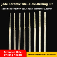 Foret diamanté électroplaqué à pointe de sculpture pour perles rondes, tige de 2,35 mm, longueur 48 mm, pour perçage de trous dans le jade et la tuile