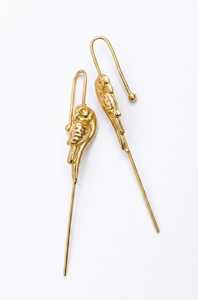 Golden Parrot Ear <b>Cuffs</b> | Bird Statement <b>Earrings</b> | Minimalist Brass Wrap, Elegant Non Pierced Pin - Product Image 3