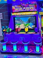 Machine de jeu d'arcade de simulation vidéo d'époque des dinosaures avec tir à l'eau, écran LCD HD à commande par jetons, machine de divertissement pour 4 joueurs