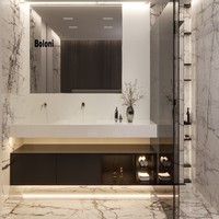 Meuble-lavabo mural de luxe, moderne et élégant, de designer italien pour hôtel, villa et appartement