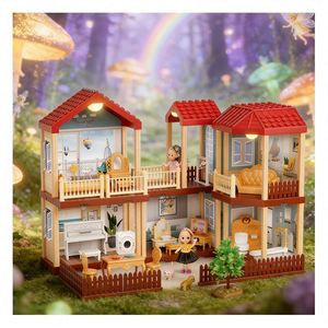 Mini Casa de Muñecas DIY, Kit de Casa de Muñecas en Miniatura con Muebles y Accesorios, Modelo Creativo de Plástico, Regalo para Niños de 5 a 7 Años - Product Image 1