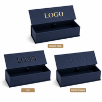 Boîte d'emballage professionnelle bleu marine avec logo personnalisé, vente en gros, boîte cadeau minimaliste pour entreprises, prix d'usine