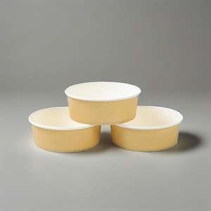 ชามกระดาษเคลือบ PE สำหรับใส่สลัด แบบใช้แล้วทิ้ง สองสี พร้อมฝาปิด ราคาถูก รับทำโลโก้ตามสั่ง - Product Image 1