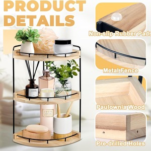 Estante de Almacenamiento de Cocina de Madera de 3 Niveles, Tipo Lazy Susan, Color Madera Natural, para Organización de Encimera - Product Image 2