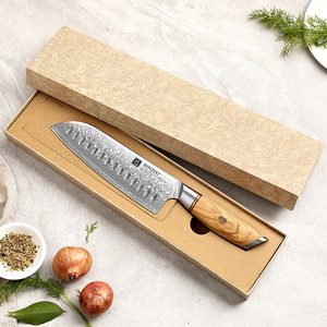 Coltello Santoku Giapponese da 7 Pollici, Acciaio Damasco in Polvere con Nucleo 14Cr, 73 Strati, Manico in Legno, Coltello da Cucina Affilatissimo - Product Image 5