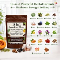 Suplemen Diet Herbal 18 in 1 Softgel 60 Kapsul Campuran Botani Premium Wormwood Black Walnut Cengkeh untuk Dewasa Grosir