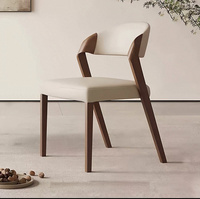 Chaises de salle à manger en bois massif avec assise en cuir pour salle à manger, bureau à domicile, balcon et projets de fourniture de meubles en gros