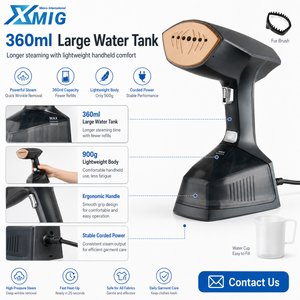 Défroisseur Vapeur Portable 1600W, Semelle en Titane, Réservoir 360ml, CE RoHS, Vente en Gros OEM ODM pour Hôtels et Magasins de Vêtements - Product Image 5