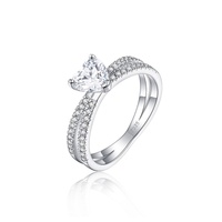 Anillos de Eternidad Románticos para Mujer, Diseño Nuevo, Chapados en Rodio, Plata de Ley 925, con Circonitas en Forma de Corazón, para Bodas y Fiestas