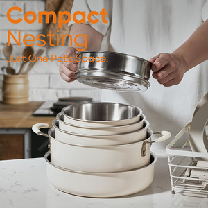Juego de Utensilios de Cocina de Acero Inoxidable de Tres Capas, 13 Piezas, Mango Desmontable, Apto para Horno y Lavavajillas - Product Image 4