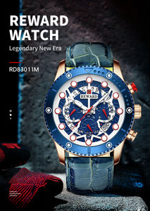 REWARD RD83011M 2025 Nuevo Reloj Deportivo de Cuarzo para Hombre, Correa de Cuero Genuino, Resistente al Agua 30m, Luminoso - Product Image 3