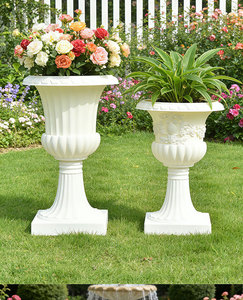 Maceta Redonda Grande de Plástico, Estilo Romano Europeo Vintage, de Tallo Alto y Borde Ancho, Resistente y Duradera - Product Image 6