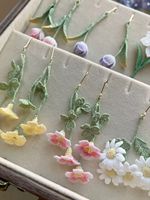 Pendientes de Ganchillo con Ganchos Pequeños. Joyas de Flores Hechas a Mano en Crochet, Aretes, Colgante, Hecho a Medida