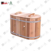蒸汽桑拿房制造商为健身房、水疗中心、恢复中心提供商用杉木不锈钢椭圆形冷水浴槽（带外部冷却器）