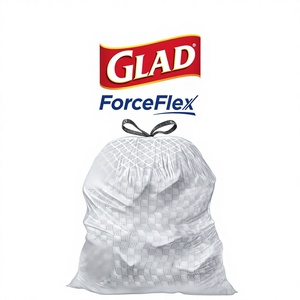 Sacs poubelle Glad ForceFlex Lavender 13 gallons, grands, à cordon, pour cuisine, 110 unités, très résistants, jetables, en plastique transparent - Product Image 1