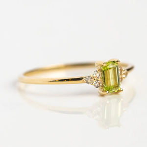 Gioielli di lusso con pietre preziose in argento 925 grazioso anello peridoto da donna promessa anello oro vermeil - Product Image 5