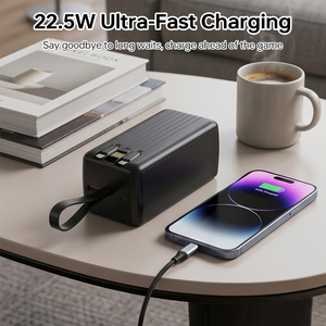 <span class=keywords><strong>Batterie</strong></span> externe portable ES-12A 50000mAh avec câbles intégrés, poignée, charge rapide PD 22.5W, écran LED - Product Image 2