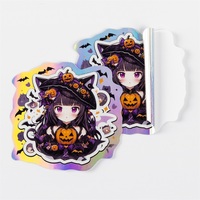 Desain Cetak Logo Kustom Kartun Tahan Air Stiker Vinyl Perekat Die Cut Laser Film Hologram