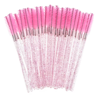 50 brosses à cils en cristal avec manche diamanté, applicateurs de mascara, pinceaux cosmétiques portables jetables en nylon