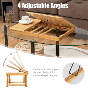 Dorm Room Adjustable Portable Foldable <b>Bamboo</b> Laptop <b>Table</b> Tray Stand with Drawer and Pen Holder - Product Image 4