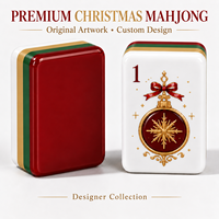 Ensemble de Mahjong Américain de Noël Personnalisé de Luxe Moderne, Tuiles Acryliques Gravées à 4 Couches, Designer Original, Fêtes, OEM ODM, 4 Joueurs