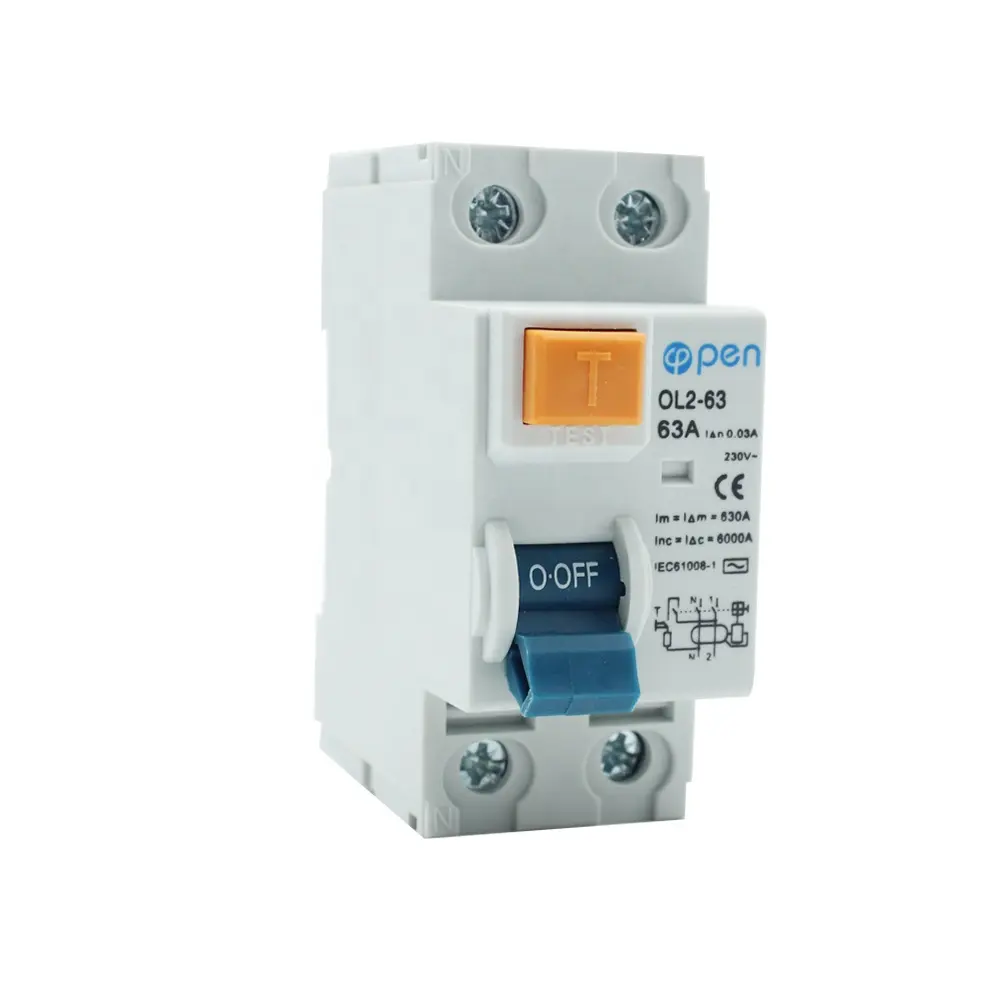 Open Electric OL2-63 2 pole rccb 40a 10ma 30ma 100ma 300ma of residual current circuit breaker a type