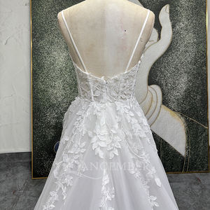 Jancember LSSG139 New Arrival <b>Spaghetti</b> Strap Lace Embroidery Wedding Gowns - Product Image 4